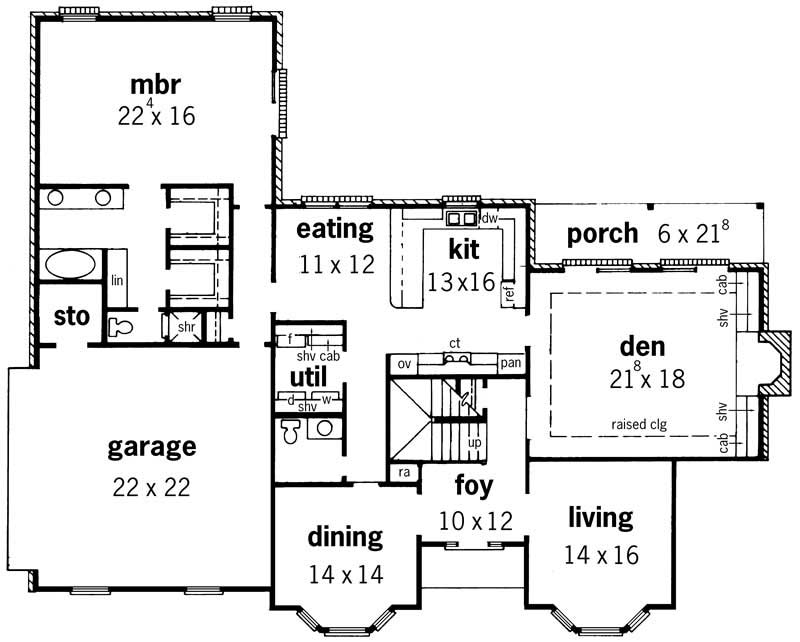 Floor Plan First Story of European Plan #164-1131