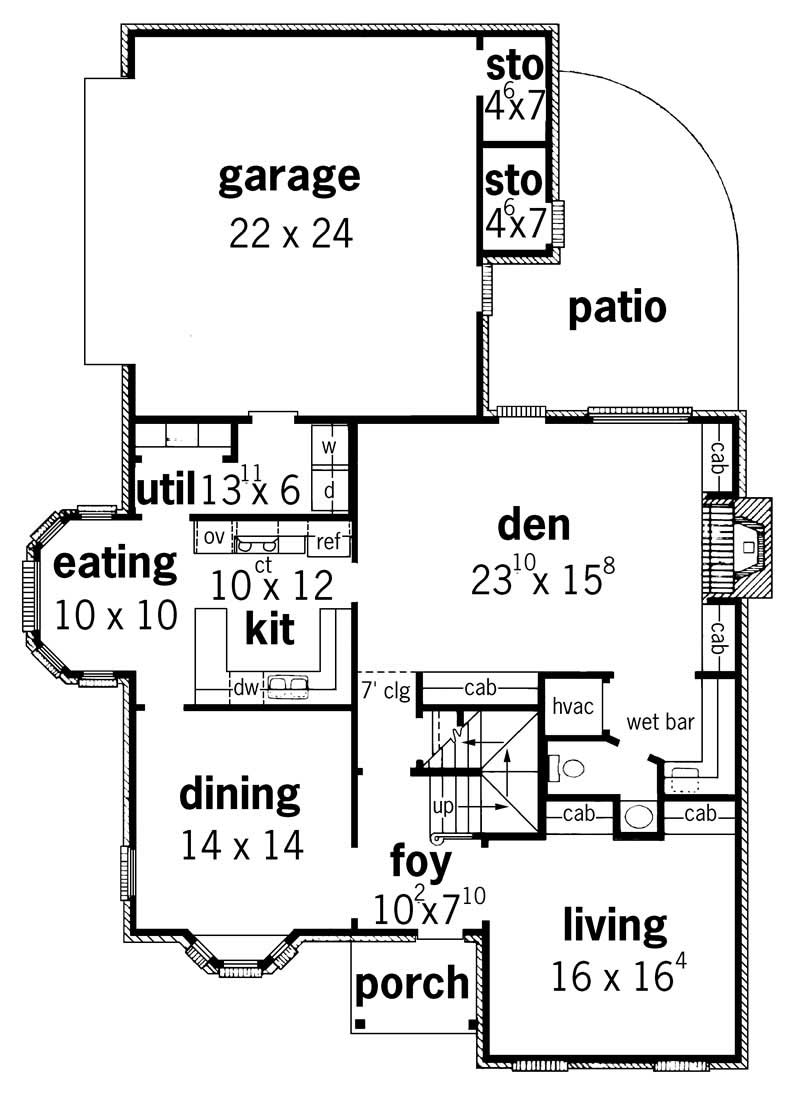 Floor Plan First Story of Country Plan #164-1135