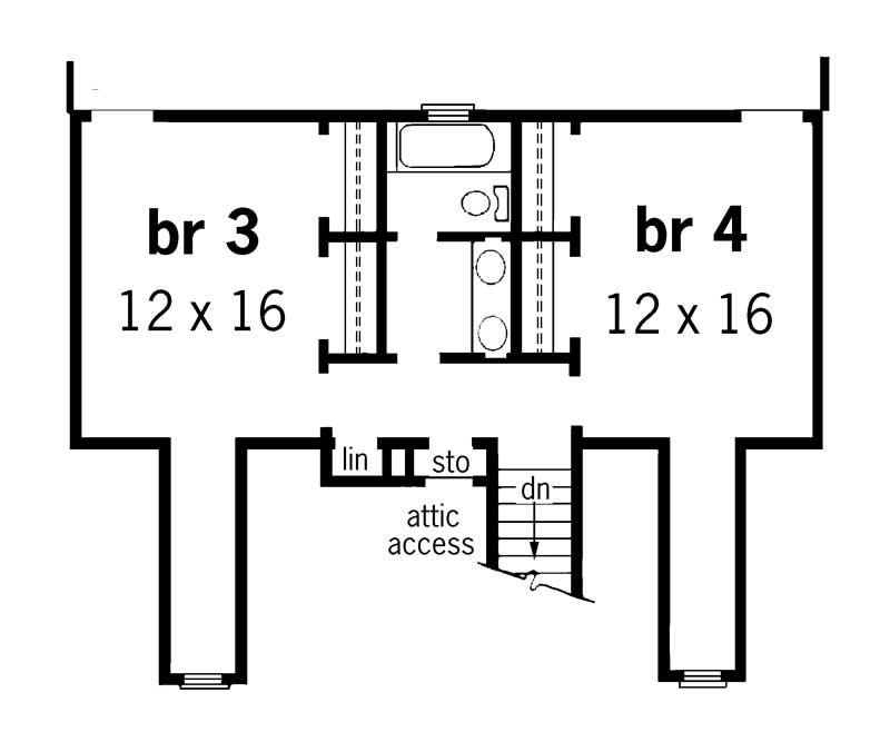 Floor Plan Second Story of Contemporary Plan #164-1139