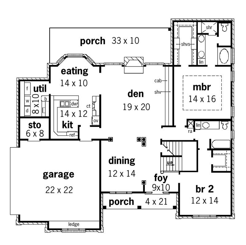 Floor Plan First Story of Cape Cod Plan #164-1141