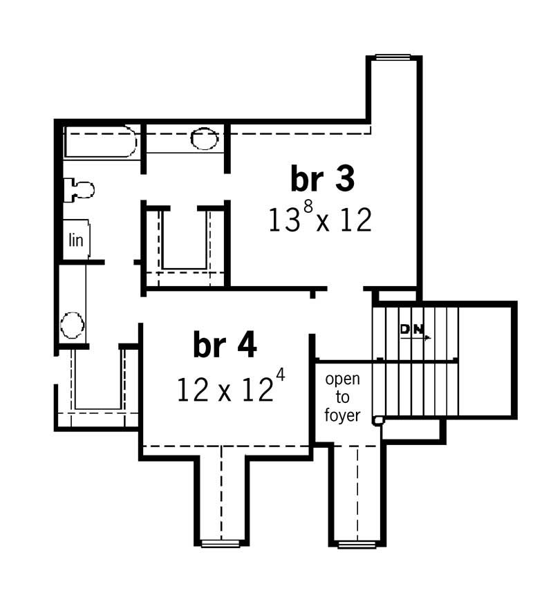 Floor Plan Second Story of Cape Cod Plan #164-1141