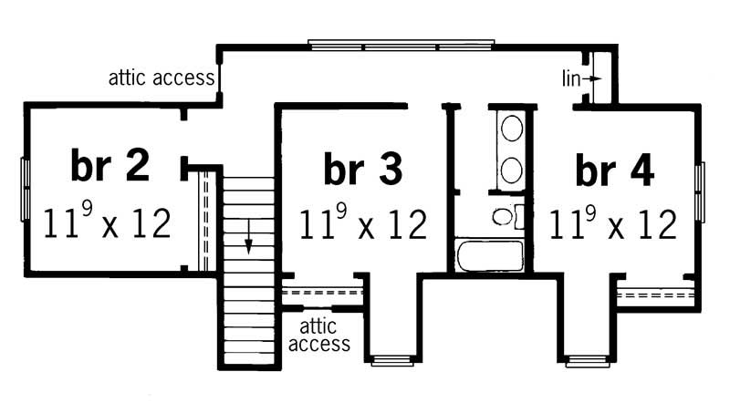 Floor Plan Second Story of Country Plan #164-1143
