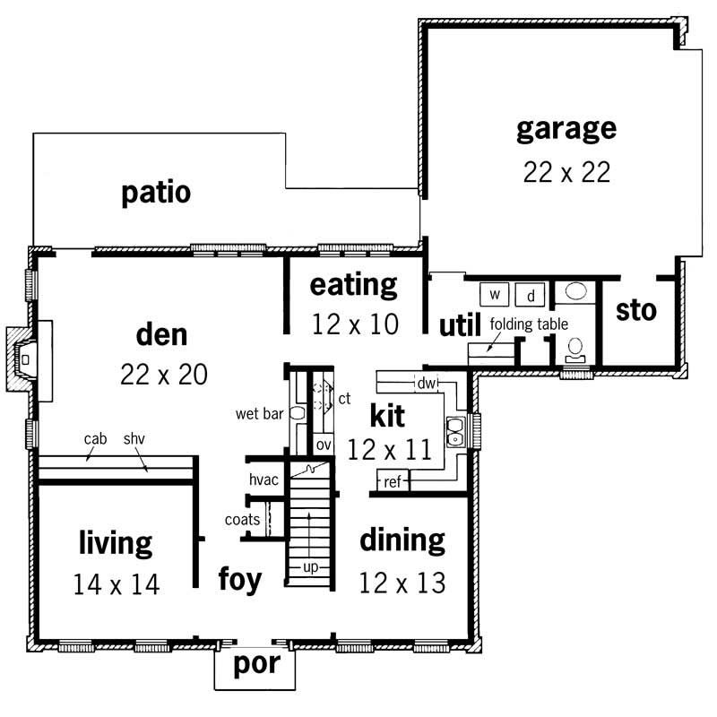 Floor Plan First Story of Country Plan #164-1151