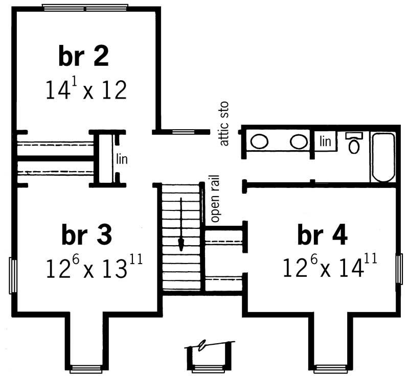 Floor Plan Second Story of Cape Cod Plan #164-1154