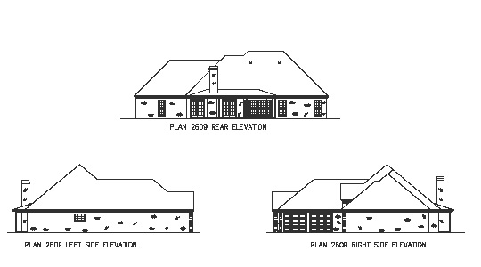 Home Plan Rear Elevation of this 4-Bedroom,2697 Sq Ft Plan -164-1156