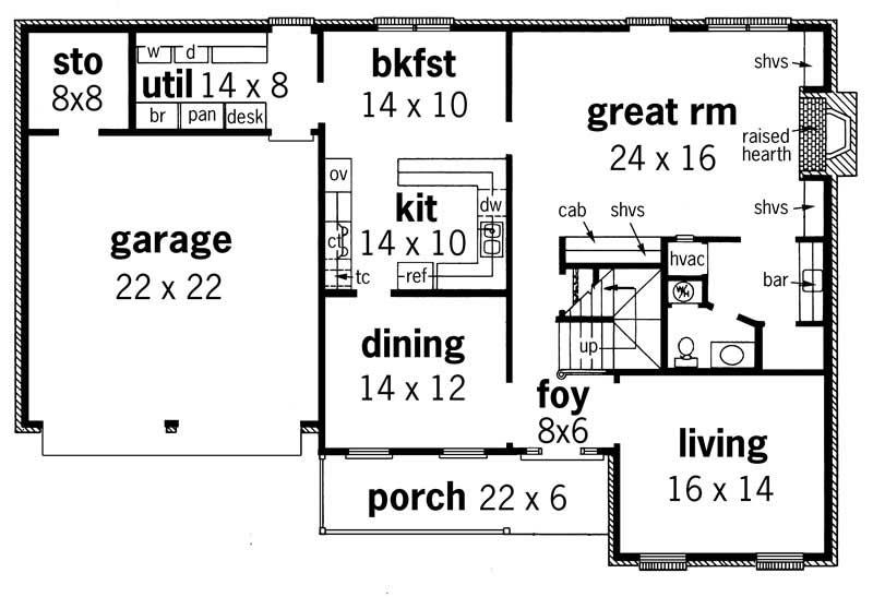 Floor Plan First Story of Country Plan #164-1161