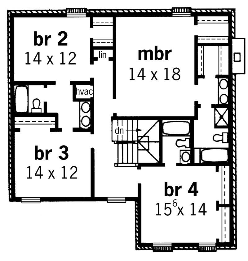 Floor Plan Second Story of Country Plan #164-1161