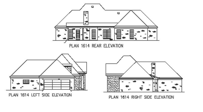 Home Plan Rear Elevation of this 3-Bedroom,1672 Sq Ft Plan -164-1171