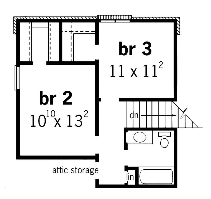 Floor Plan Second Story of Cape Cod Plan #164-1177