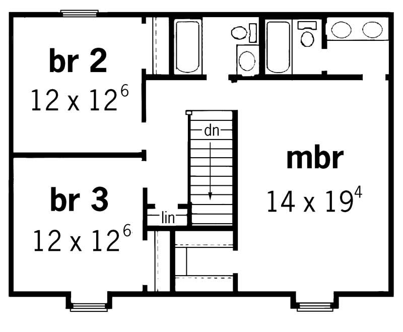 Floor Plan Second Story of Country Plan #164-1180