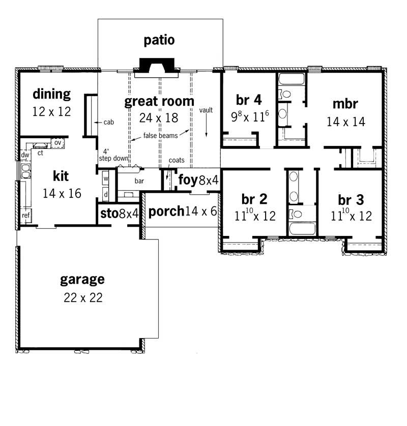 Floor Plan First Story of Contemporary Plan #164-1184