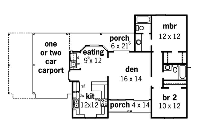 Floor Plan First Story of Country Plan #164-1186
