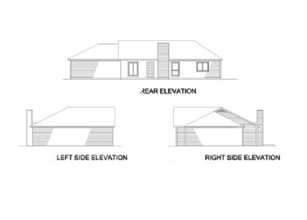 Home Plan Rear Elevation of this 3-Bedroom,1362 Sq Ft Plan -164-1199