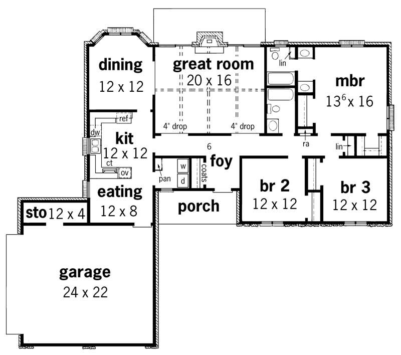 Floor Plan First Story of Contemporary Plan #164-1211