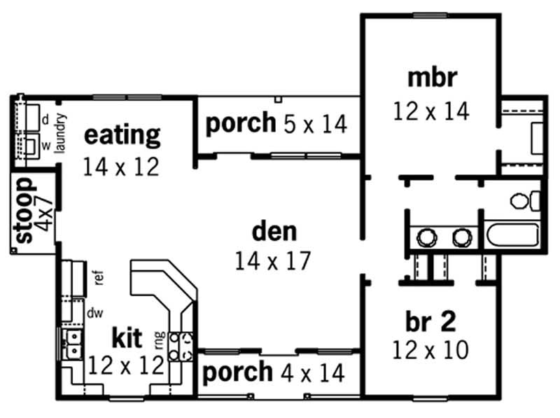Floor Plan First Story of Country Plan #164-1236