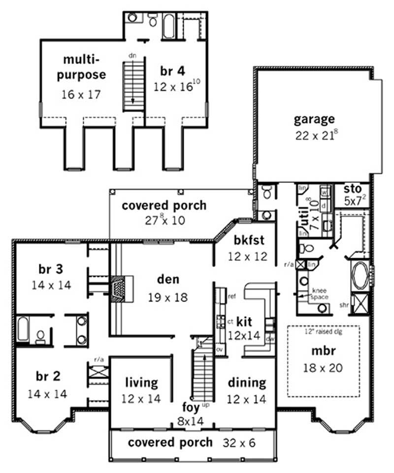 Floor Plan First Story of Southern Plan #164-1243