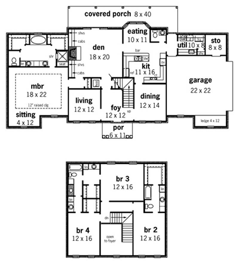 Floor Plan First Story of European Plan #164-1252
