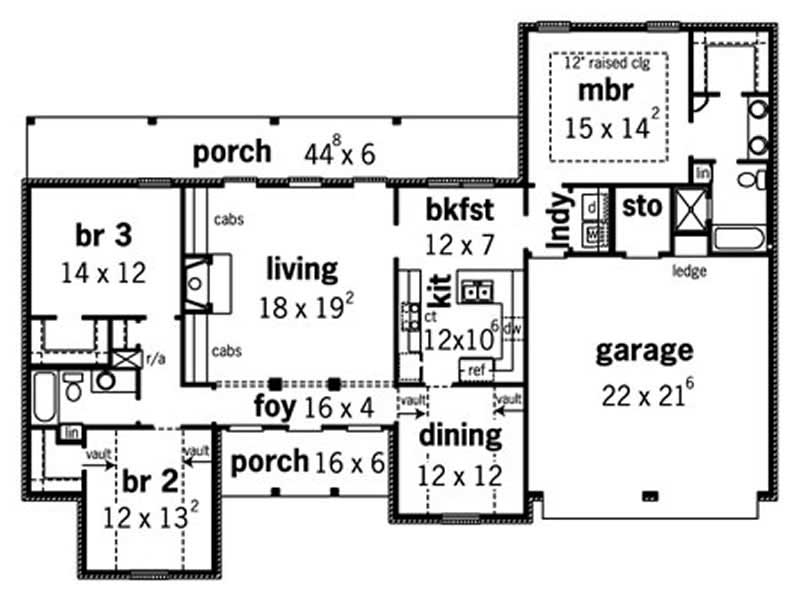 Floor Plan First Story of European Plan #164-1261