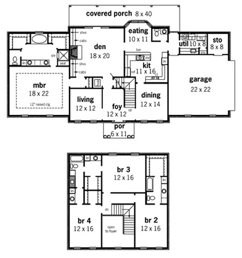 Floor Plan First Story of Colonial Plan #164-1262