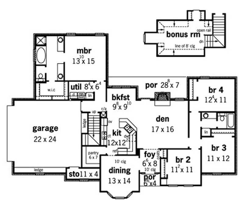 Floor Plan First Story of European Plan #164-1267