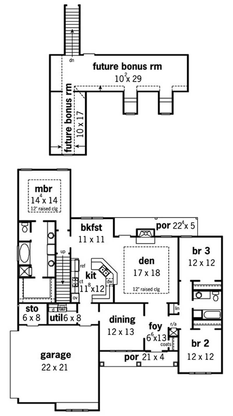 Floor Plan First Story of European Plan #164-1269