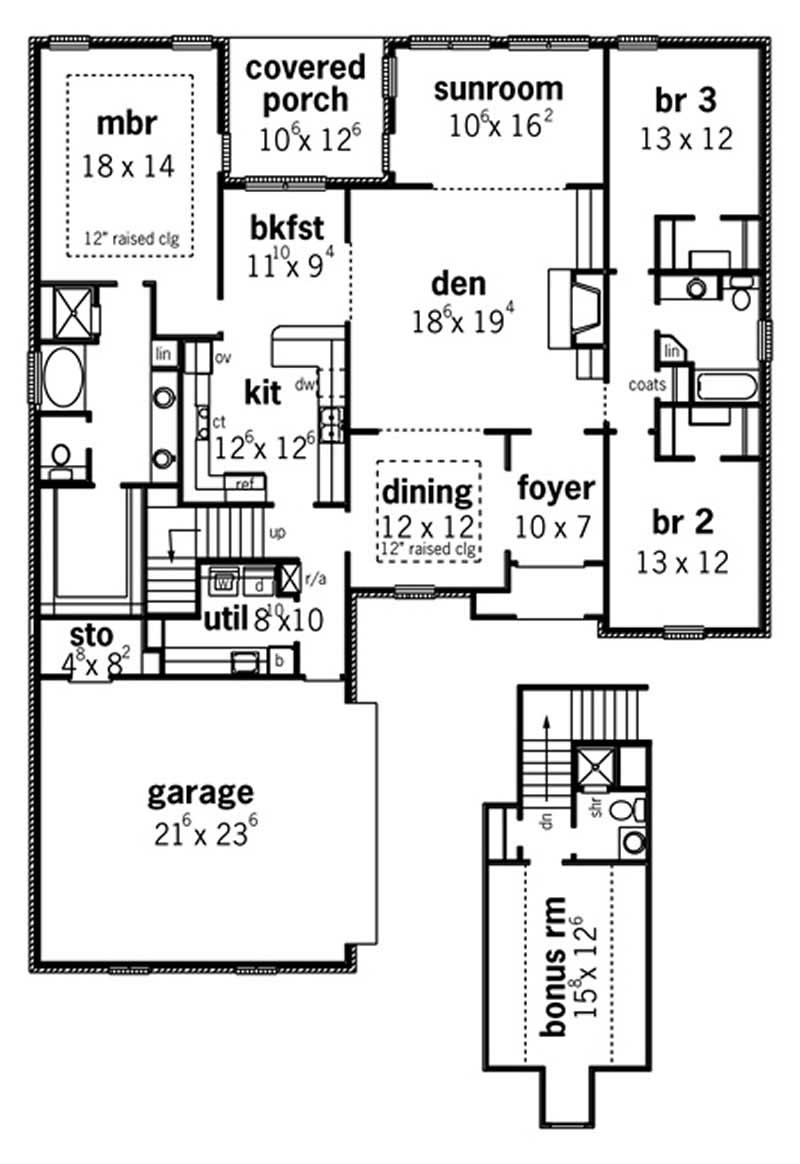 Floor Plan First Story of Country Plan #164-1283