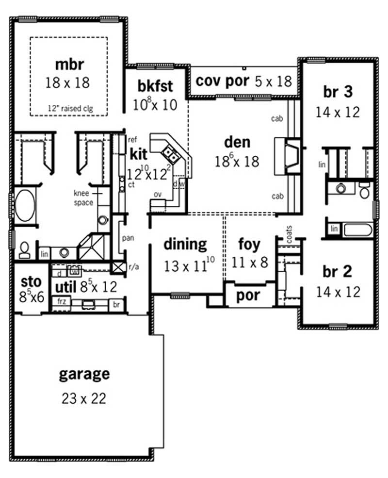 Floor Plan First Story of Country Plan #164-1284
