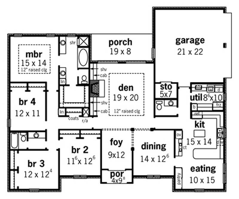 Floor Plan First Story of Country Plan #164-1285