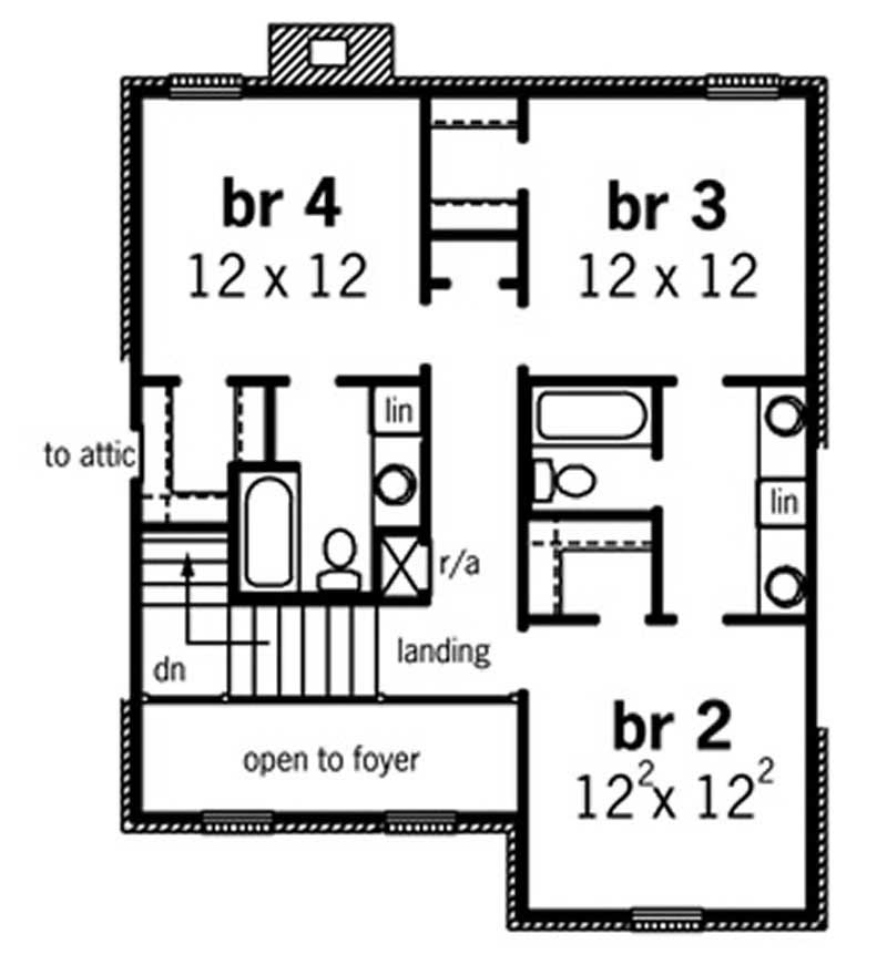 Floor Plan Second Story of Country Plan #164-1289