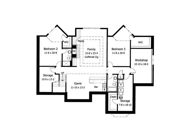 Floor Plan Basement of European Plan #165-1000