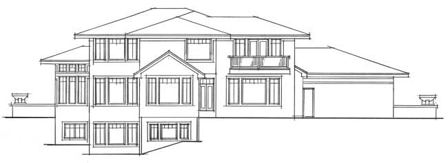 Home Plan Rear Elevation of this 4-Bedroom,3190 Sq Ft Plan -165-1001