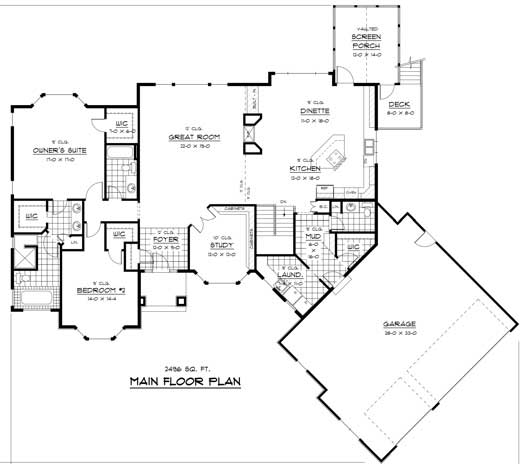 Floor Plan First Story of Country Plan #165-1003