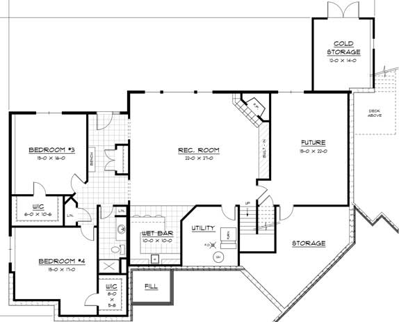 Floor Plan Basement of Country Plan #165-1003
