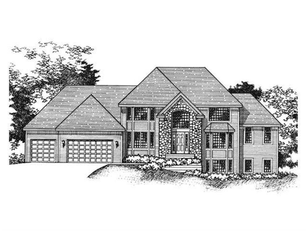 Home Plan Front Elevation of this 4-Bedroom,3635 Sq Ft Plan -165-1006