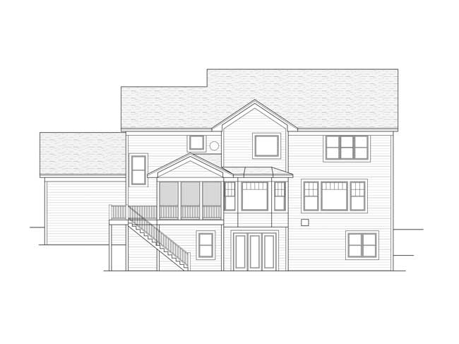 Home Plan Rear Elevation of this 3-Bedroom,3386 Sq Ft Plan -165-1008