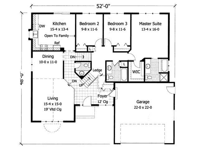 Floor Plan First Story of Country Plan #165-1009