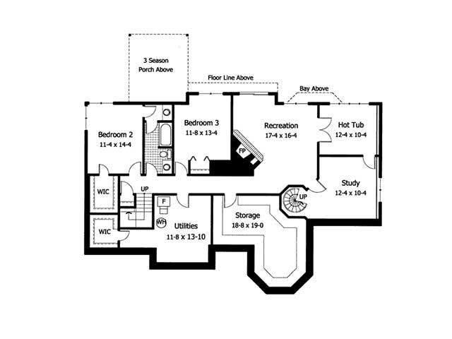Floor Plan Second Story of European Plan #165-1010