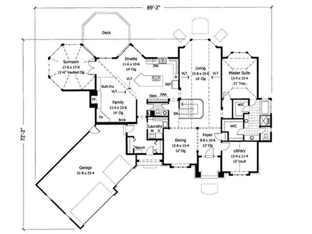 Floor Plan First Story of European Plan #165-1012