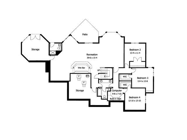 Floor Plan Basement of European Plan #165-1012