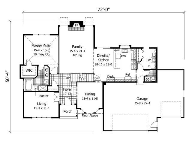 Floor Plan First Story of Cape Cod Plan #165-1014