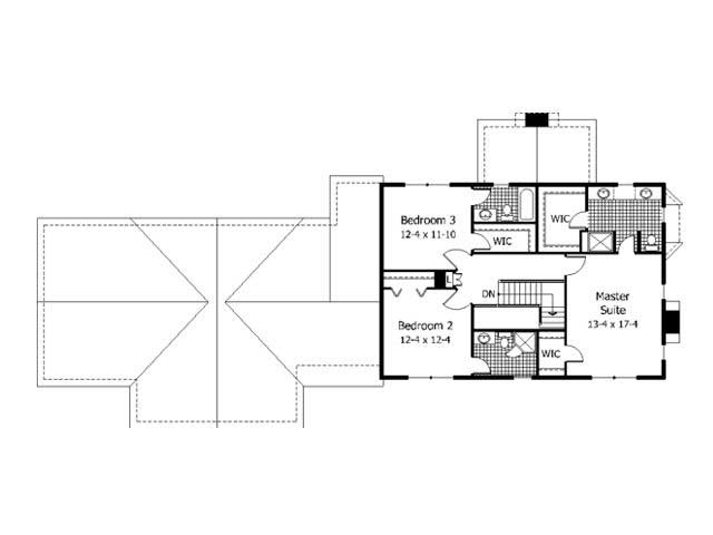 Floor Plan Second Story of Colonial Plan #165-1016