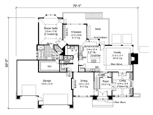 Floor Plan First Story of Cape Cod Plan #165-1018