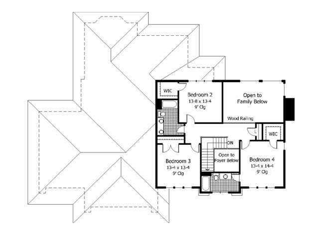 Floor Plan Second Story of Cape Cod Plan #165-1018