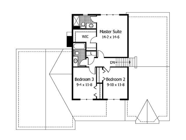 Floor Plan Second Story of Cape Cod Plan #165-1022