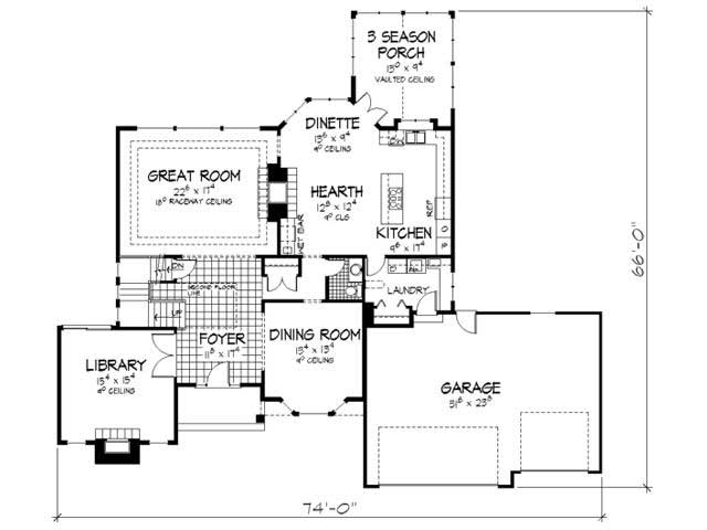 Floor Plan First Story of European Plan #165-1024