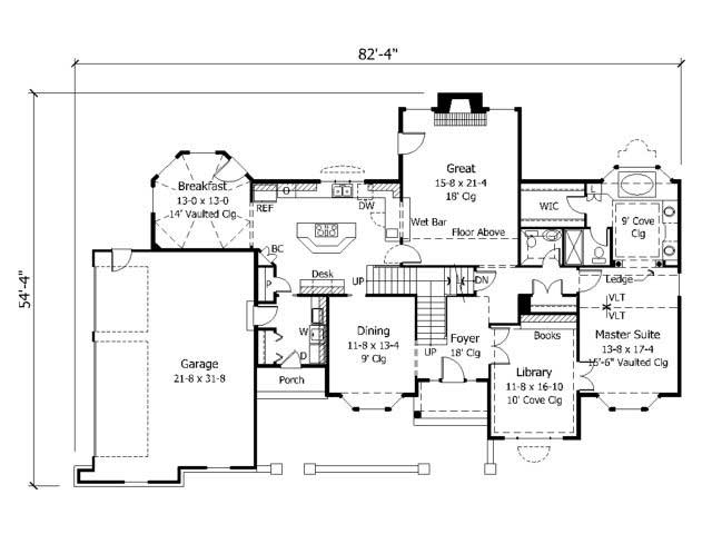 Floor Plan First Story of Cape Cod Plan #165-1025