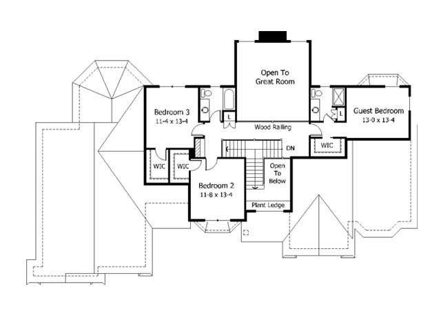 Floor Plan Second Story of Cape Cod Plan #165-1025