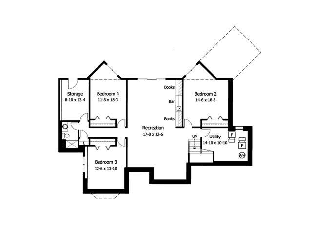 Floor Plan Basement of Country Plan #165-1026