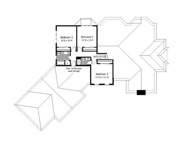 Floor Plan Second Story of Cape Cod Plan #165-1027