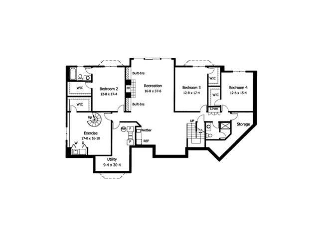 Floor Plan Basement of European Plan #165-1028